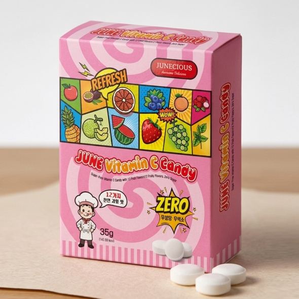 주니셔스 무설탕 무색소 비타민C 과일캔디 35g(한곽)