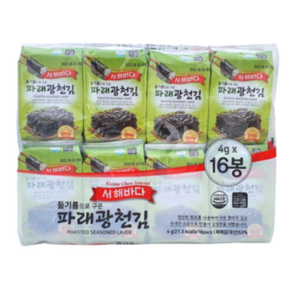 [1만원균일가][서해바다] 들기름으로 구운_파래 광천김 4gx16봉