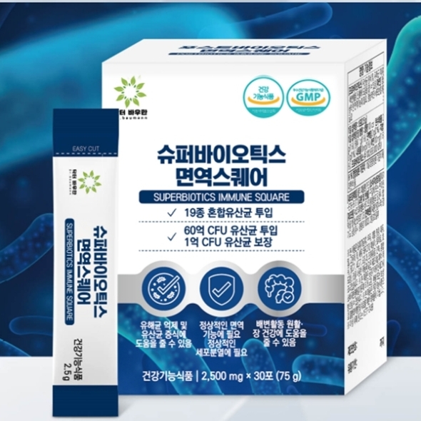 [닥터바우만] 슈퍼바이오틱스 면역 스퀘어 2,500mg x 30포 (75g)