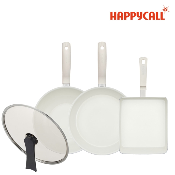 해피콜 사파이어 화이트 IH 4종 세트(28cm+28cm궁중+28유리뚜껑+24계란말이팬)