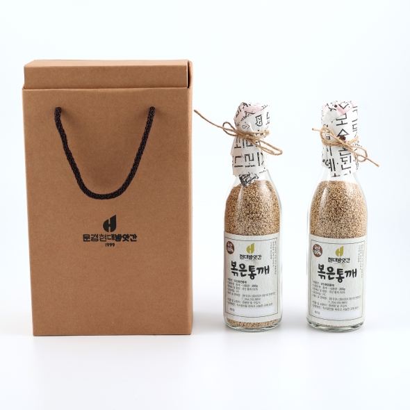  [문경현대방앗간]100%국산 볶은 참깨 2구 선물세트 350ml