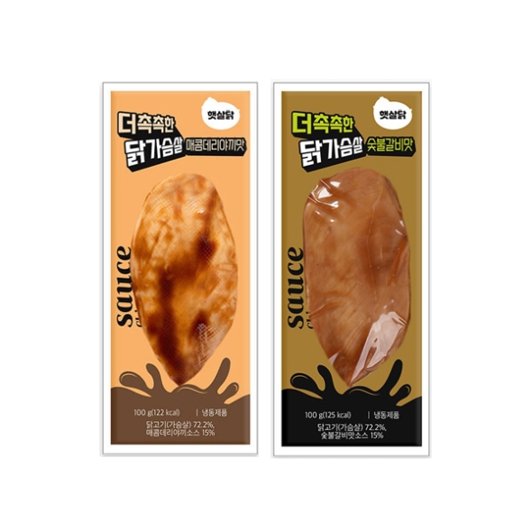 [햇살푸드] 더촉촉한 닭가슴살 숯불갈비맛 8팩+매콤데리야끼맛 8팩