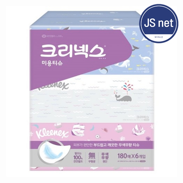 [크리넥스] 무색무향 각티슈 180매 6개 2팩