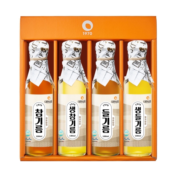 55년전통 대현상회 저온압착 참기름 들기름 180ml x4병 선물세트/ HACCP 인증 백년가게 