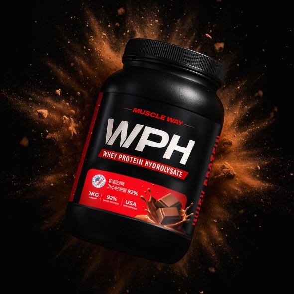  [머슬웨이] WPH 92% 가수분해유청단백질 프로틴 보충제 초코맛 1kg