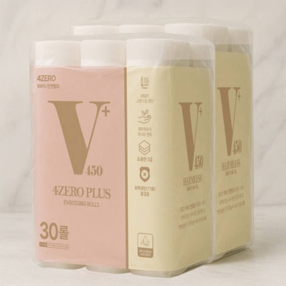 [VERA] 베라 4ZERO 무해력 +플러스 3겹엠보싱 30M 30롤 X2팩 두루마리 화장지 휴지