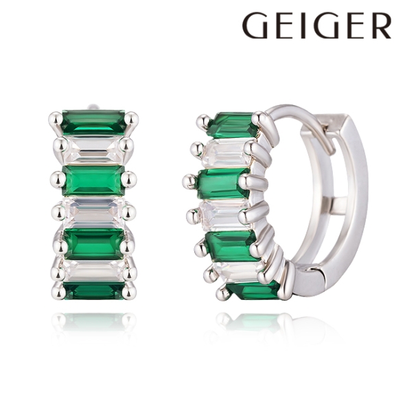 가이거 그린 바게트 귀걸이 GISVEE113 화이트골드