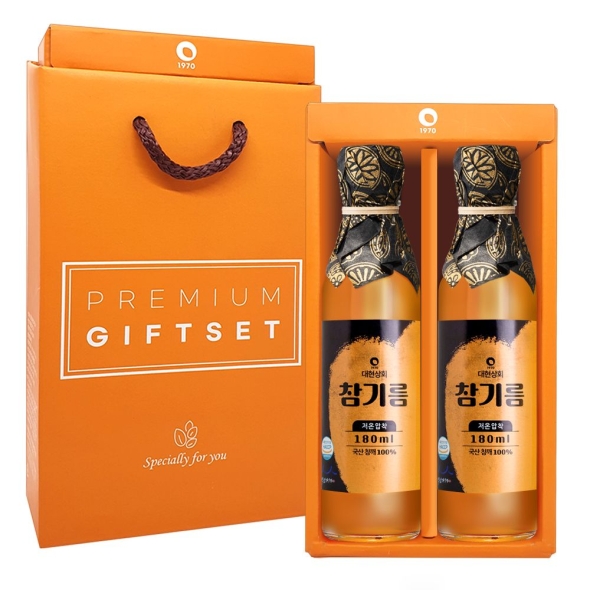 55년전통 대현상회 저온압착 국산 참기름 들기름 180ml 선물세트 / HACCP 인증 백년가게 