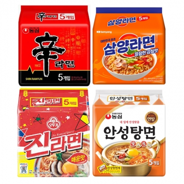 인기라면 특가 멀티팩 신라면 (5개입)+진라면 매운맛 (5개입)+짜파게티 (5개입)+너구리