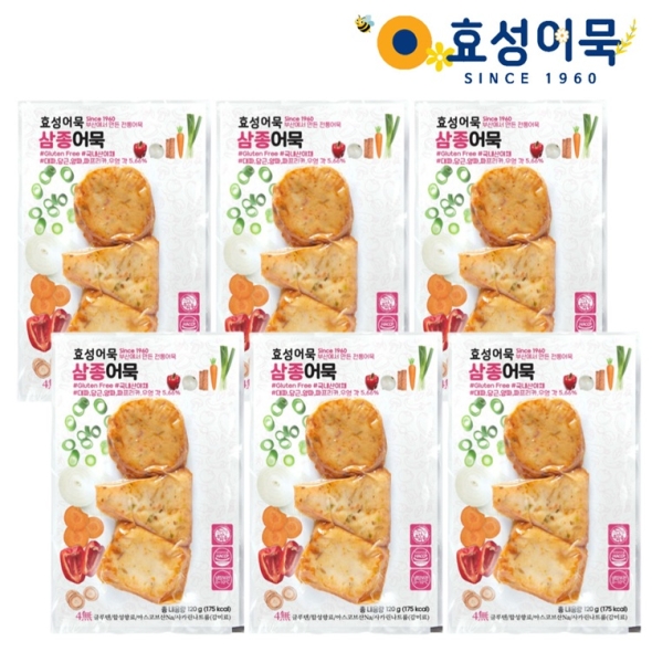 효성어묵 부산 전통 삼종 어묵 밀가루 없는 글루텐 프리 x 6개