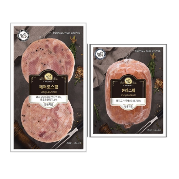 [햇살푸드] 페퍼로스햄 200gx2팩+ 본레스햄 250gx2팩