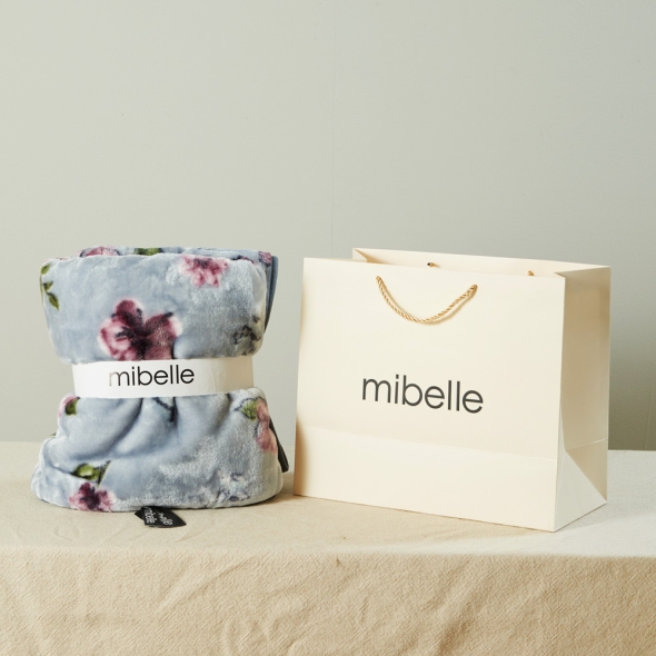 플라워 밍크 무릎담요 그레이 소 (60x100)