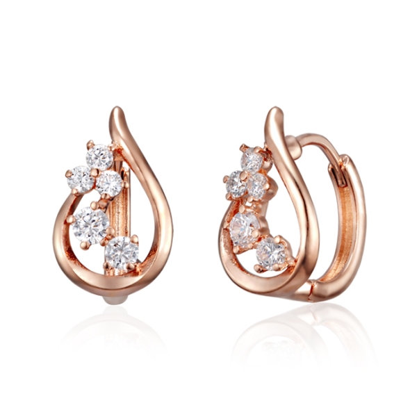 엘르주얼리 14K GF 물방울 원터치 큐빅 귀걸이 ELGPEE548 로즈골드
