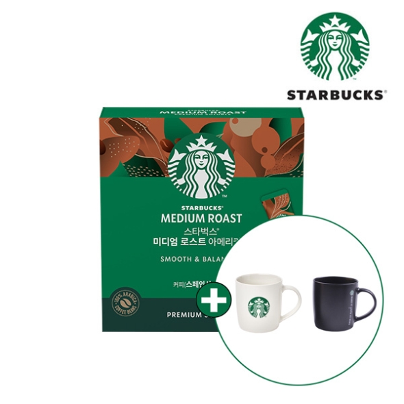 [스타벅스] 원두커피믹스 미디엄 로스트 아메리카노 (10T) + 스타벅스 머그컵 랜덤증정 (택)