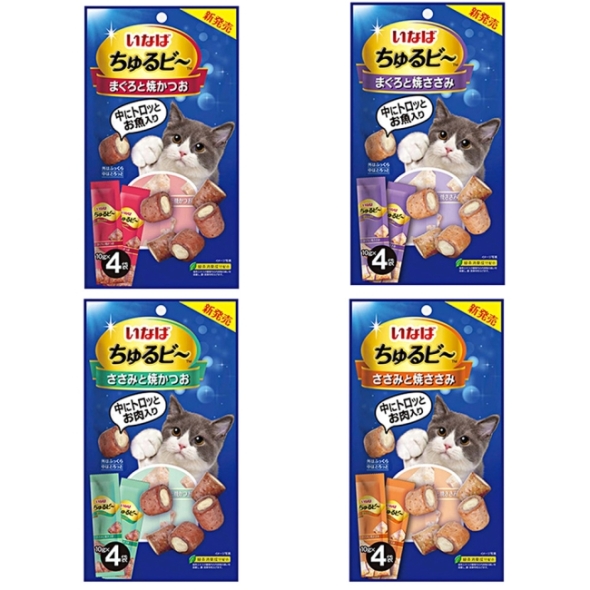 이나바 챠오 츄르비 10g 4p 4종 세트 (참치/가다랑어/닭가슴살) 고양이 간식 츄르