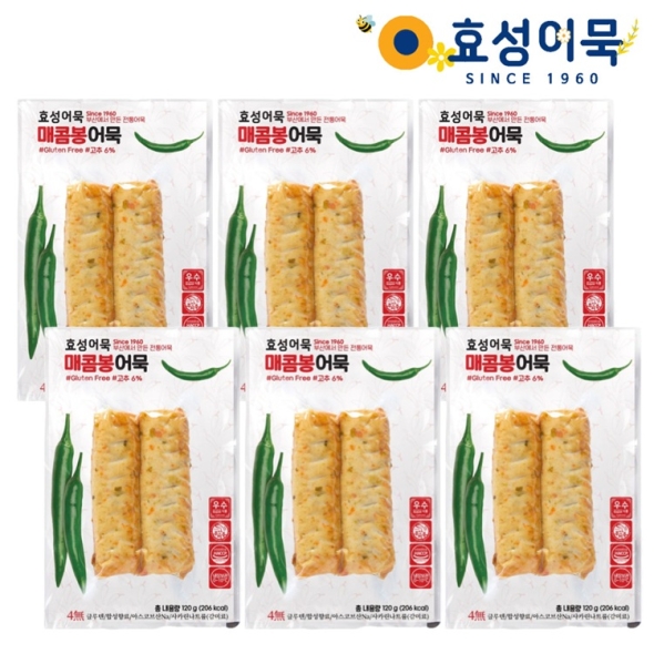 효성어묵 부산 전통 매콤봉 어묵 밀가루 없는 글루텐 프리 x 6개