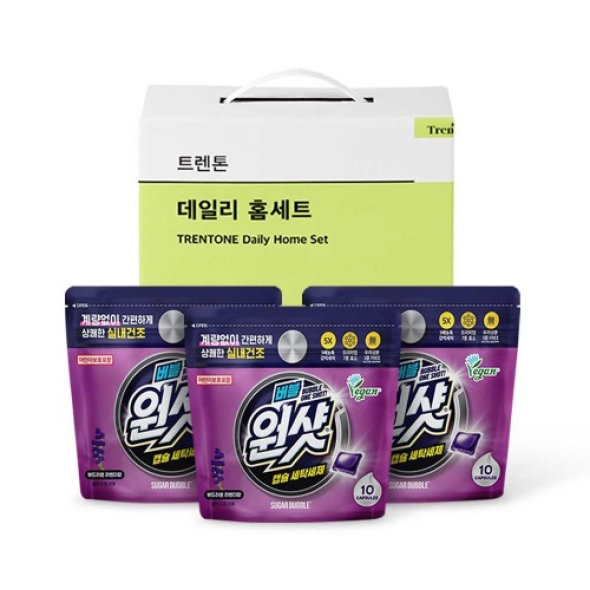 [트렌톤] 데일리홈 슈가버블 원샷 캡슐세탁세제 1박스(10입x3) X 2박스