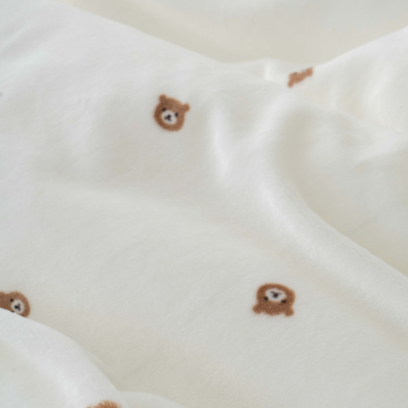 송화 곰돌이 극세사 차렵이불 정진기 방지 가공  국내생산 3가지 색상