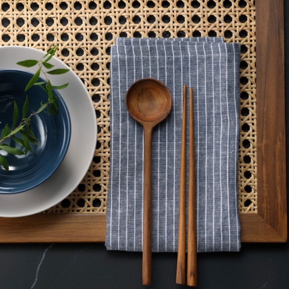 [만원의행복] 홈스토리 프리미엄 원목티크 베이직 라운드 디너세트 수저+젓가락