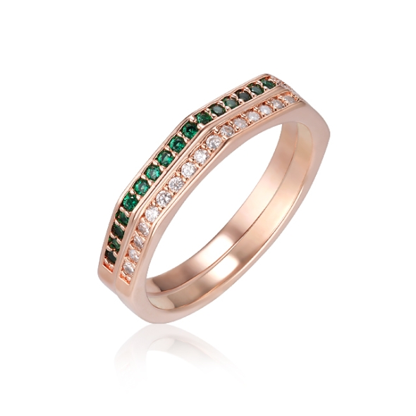 엘르주얼리 그린 앤 화이트 레이어드 반지 2종 세트 ELBRWR141 로즈골드