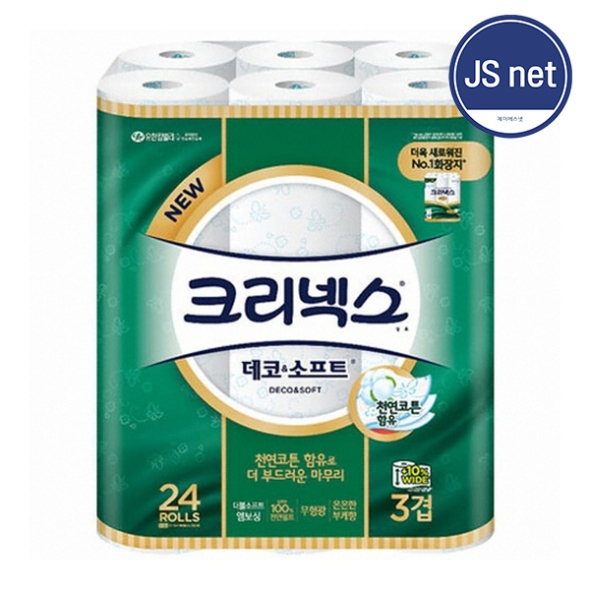 데코앤 소프트 와이드3겹 롤 화장지 대용량 휴지 30m 24롤