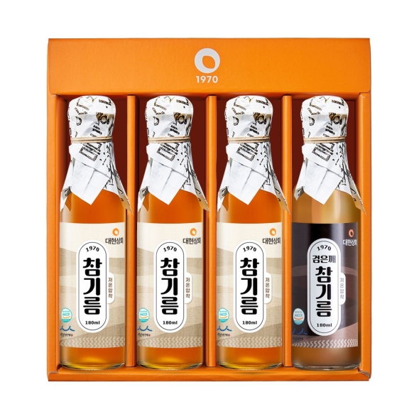 55년전통 대현상회 저온압착 참기름 들기름 180ml x4병 선물세트/ HACCP 인증 백년가게 