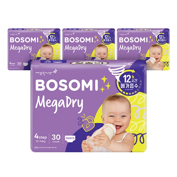 [보름데이]보솜이 메가드라이 팬티 대형 30매 x 4팩
