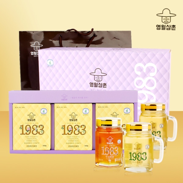 [강원중앙양봉원] 핸들컵벌꿀선물세트1호 (아카시아꿀550gx2병+야생화꿀550g)