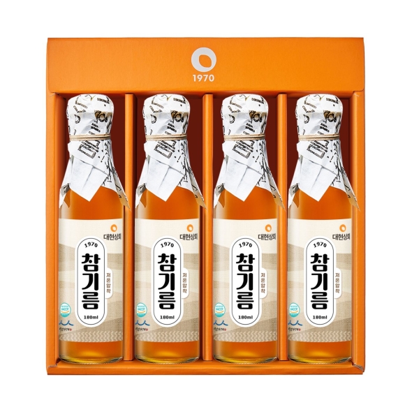 55년전통 대현상회 저온압착 참기름 들기름 180ml x4병 선물세트/ HACCP 인증 백년가게 