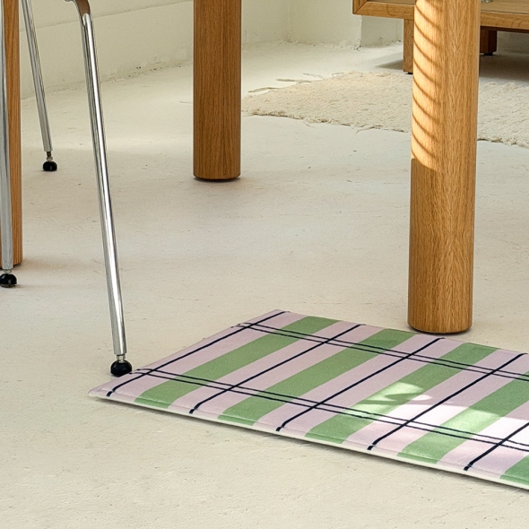 [Guy Laroche]  기라로쉬 체크 극세사 메모리폼 발매트 (월넛블루)