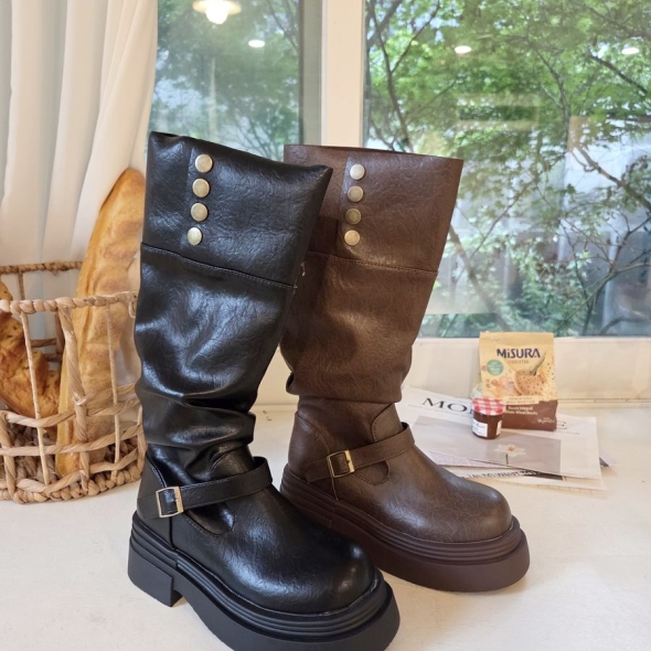 [개성시대] 국내산 여성 6cm 블랙 베이직 롱부츠 데일리