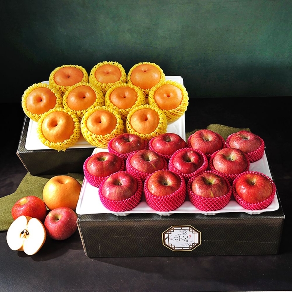 [푸토리] 사과배 혼합 고급세트 총 8.5kg (배5kg 1박스+사과3.5kg 1박스)