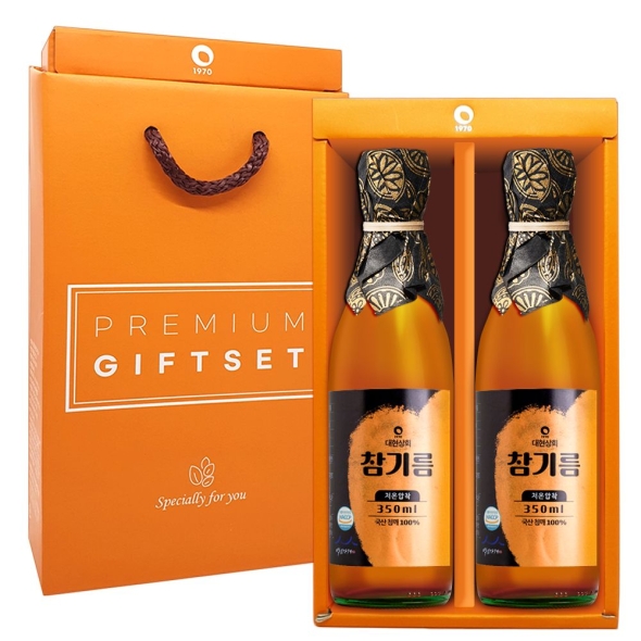 55년전통 대현상회 저온압착 국산 참기름 들기름  350ml 선물세트/ HACCP 인증 백년가게 