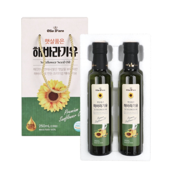 햇살품은 해바라기씨유 유리병 500ml 2p