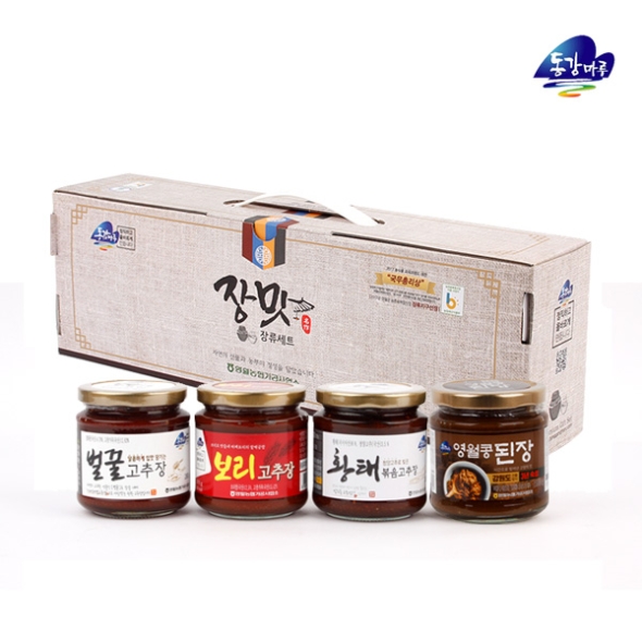 [영월농협] 동강마루 장맛장류 4종세트 (벌꿀고추장280g,보리고추장280g,황태볶음고추장280g,영월콩된장250g)