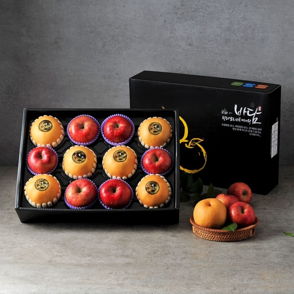 [푸토리] 사과배 혼합 선물세트 1호 5kg (배6과+사과6과) / 금보자기동봉
