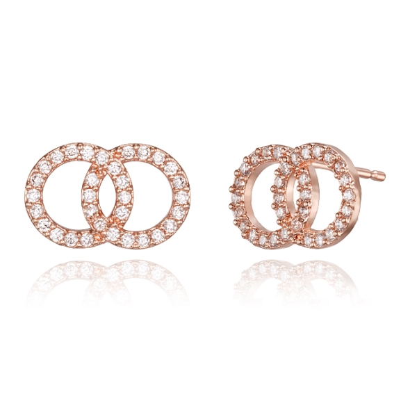 엘르주얼리 14K GF 투 써클 큐빅 귀걸이 ELGPEE540 로즈골드
