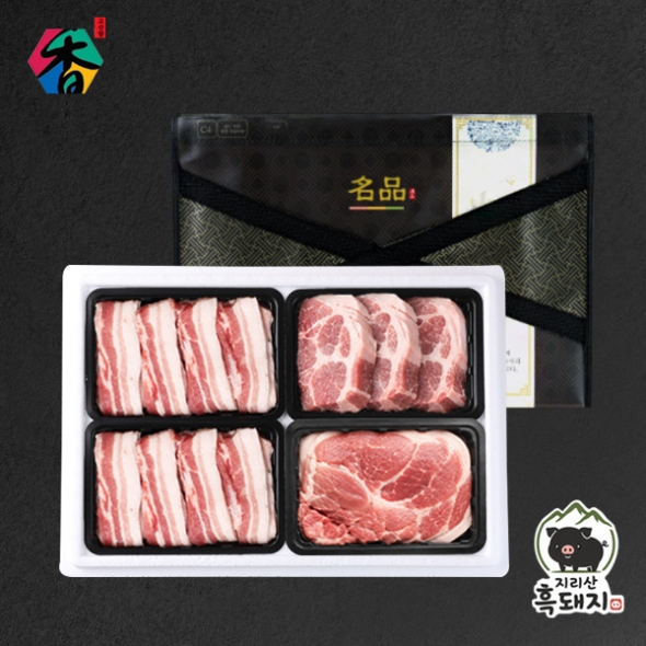 [고산농협] 지리산흑돼지 혼합세트3호(1.6kg)/삼겹살(구이용)400gx2팩+목살(보쌈용)400g+앞다리살400g