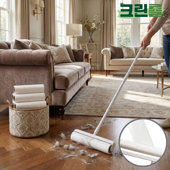 [신한카드 할인]  크린롤 초대형 36cm 돌돌이 길이조절 롱핸들+리필 60매x4개 세트