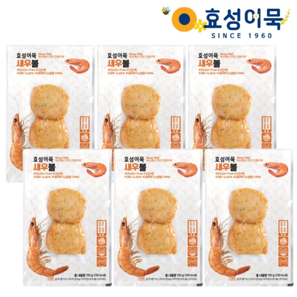 효성어묵 부산 전통 새우볼 어묵 밀가루 없는 글루텐 프리 x 6개