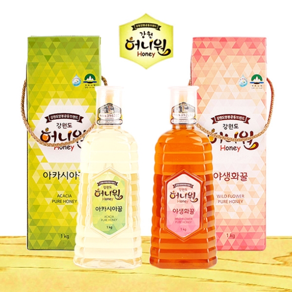 [허니원] 아카시아벌꿀1kg+야생화벌꿀1kg