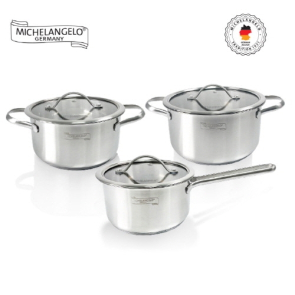 [미켈란젤로] 오펜하임 인덕션 GL Pro 3중바닥 스테인리스 냄비 2종 세트(소스팬16+양18)
