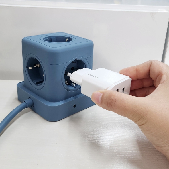 [비오스홈] 5구 고용량 4000W 큐브 스위치 멀티탭 (USB/C타입 20W 고속충전)