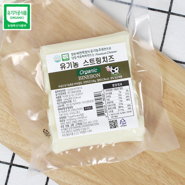 철원목장 수제 유기농 스트링치즈 100g x 2ea 당일새벽착유 1A등급원유 유기가공식품인증