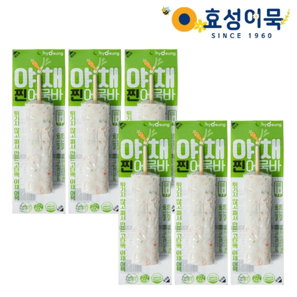 효성어묵 부산 전통 야채 찐 어묵바 프리미엄 어묵 x 6개