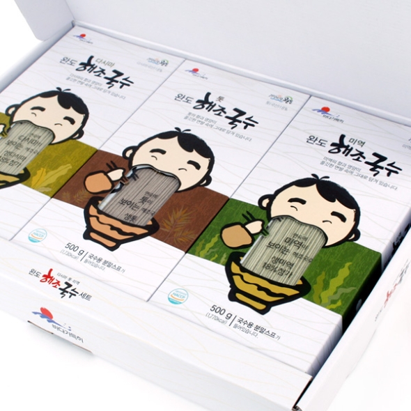 [완도바다] 해조국수3종세트(다시마/미역/톳국수 각500g+스프동봉)