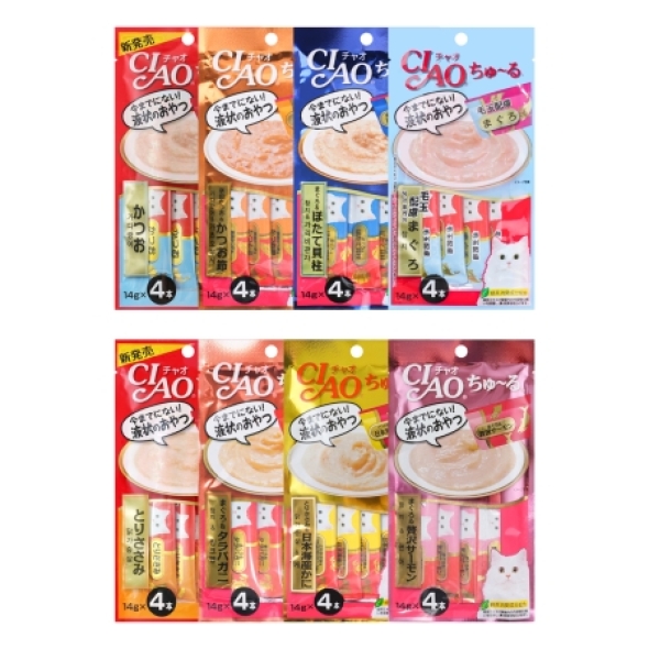 이나바 차오츄르 4개입*5팩 (20개입) 참치/연어/닭가슴살 외 8종 고양이 간식 츄르