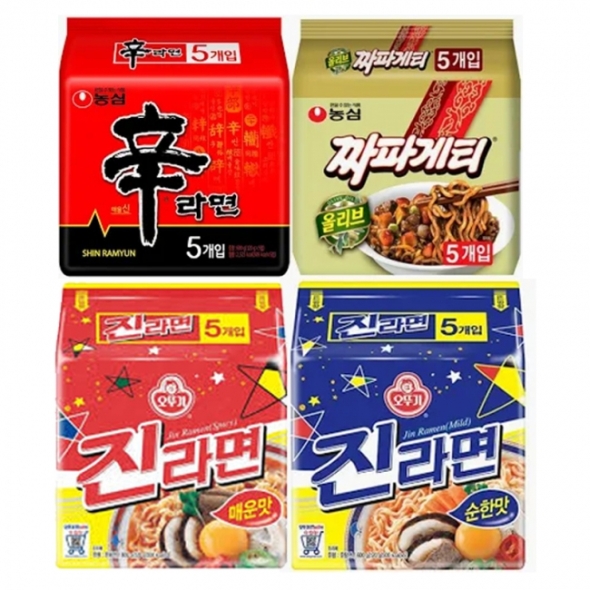 인기라면 특가 멀티팩 신라면 (5개입)+진라면 매운맛 (5개입)+짜파게티 (5개입)+너구리