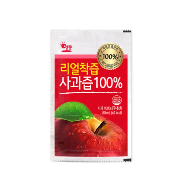 [리얼착즙] 물한방울 넣지않은 사과즙 100% 80ml (30포~120포)
