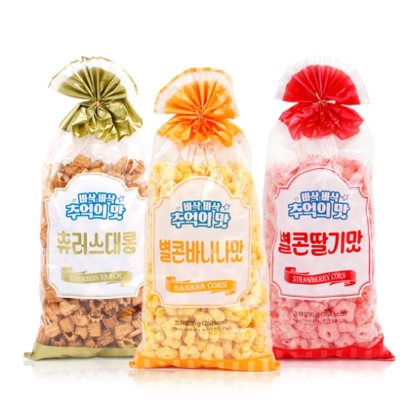 [옛날과자] 추억의 맛 별콘 바나나맛/딸기맛/츄러스대롱 200g 각1봉(총3봉)